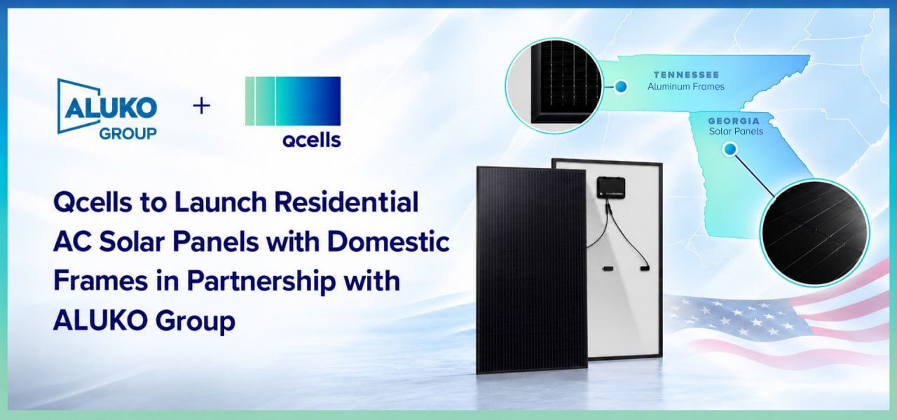 Qcells graphic announcing residential solar panels with aluminum frames made in Tennessee